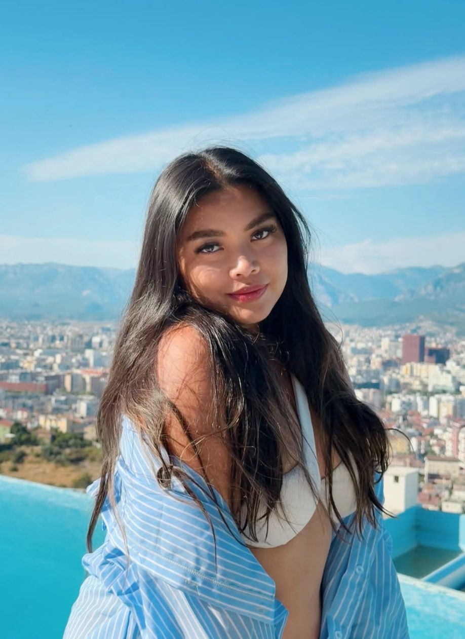 Jhayde Charlaine McCabe on a rooftop overlooking Tirana, Albania